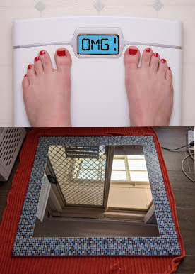 weigh-picture-heavy-mirror-hang-logic scales with heavy mosaic mirror