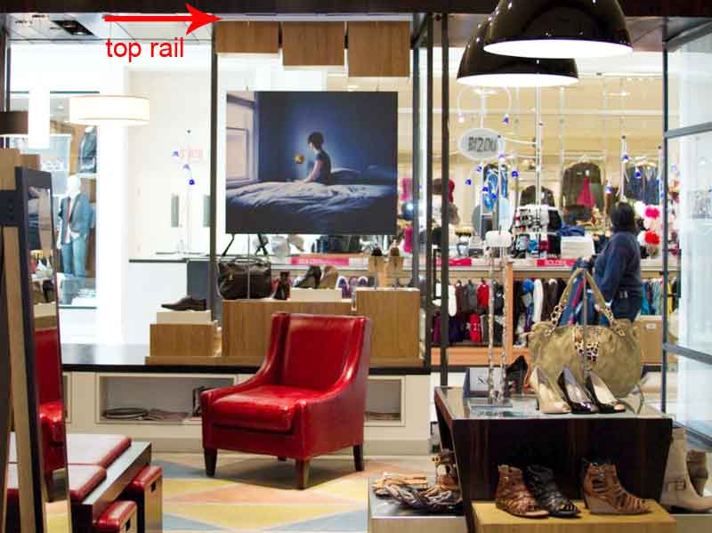 how to hang a picture from the ceiling in a shop window