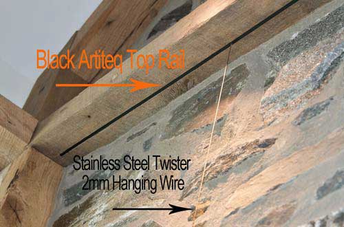 the Artiteq top rail attached to a wooden beam