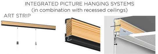 Built-in picture hanging system- the Artiteq Art Strip picture hanging rail