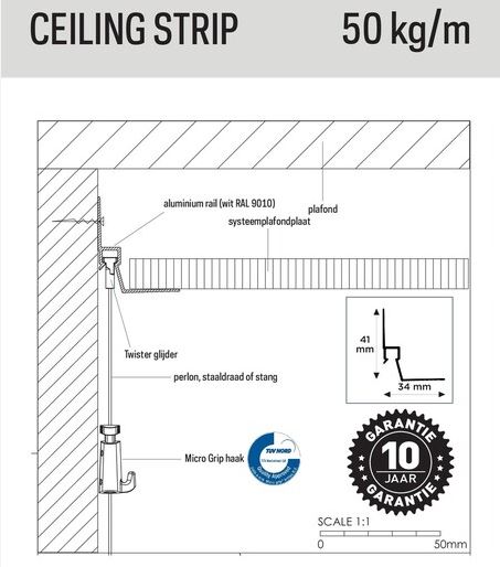 Built-in picture hanging system- the Artiteq Art Strip picture hanging rail