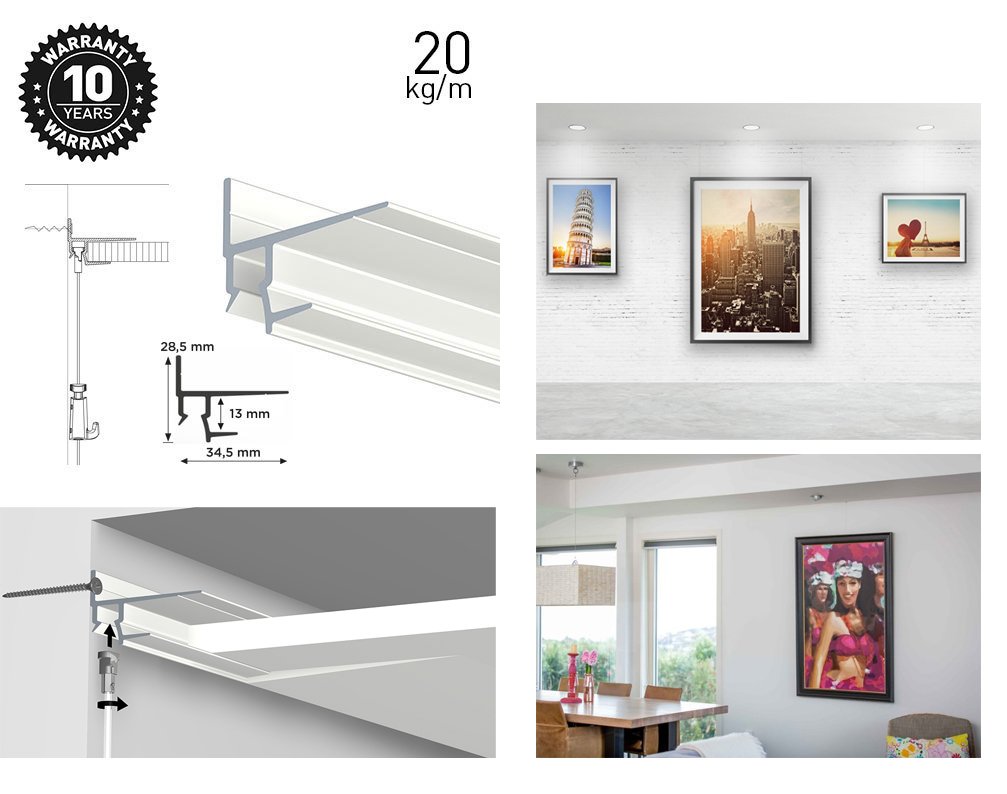 Built-in picture hanging system- the Artiteq Art Strip picture hanging rail