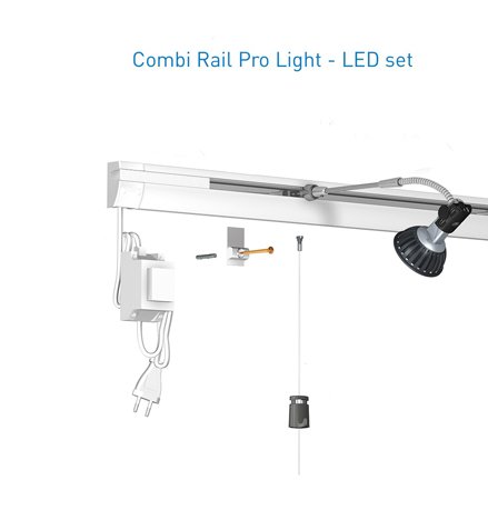 combi-rail-pro-light-artiteq-hang-logic-fs5 Artiteq Lighting tracks picture hanging system 50cm light arm twister hanging wire and Micro grip hooks - 40.11200